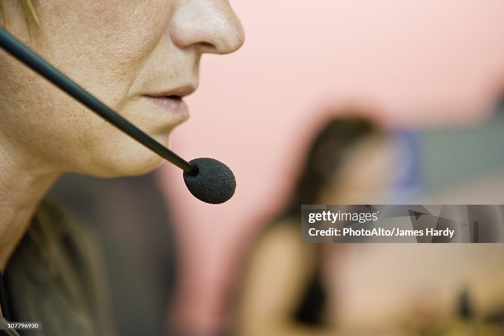 Operator using headset