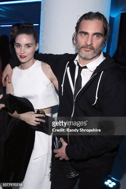 Rooney Mara and Joaquin Phoenix attend Michael Muller's HEAVEN, presented by The Art of Elysium, on January 5, 2019 in Los Angeles, California.