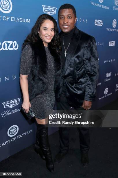 Nicole Pantenburg and Babyface attend Michael Muller's HEAVEN, presented by The Art of Elysium, on January 5, 2019 in Los Angeles, California.