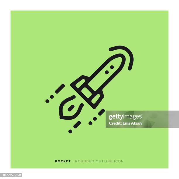 rocket rounded line icon - missile launch stock illustrations