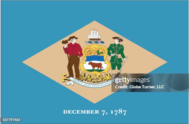 delaware flag - delaware state flag stock illustrations