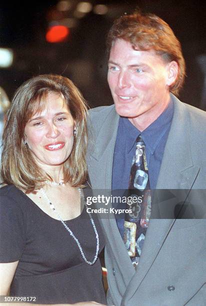 American actress, singer, and activist Dana Reeve and American actor Christopher Reeve during World Premiere of 'The Remains of the Day' at The...