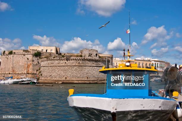 Aragonese Castle Fishing Gallipoli Lecce Puglia Italy Europe.