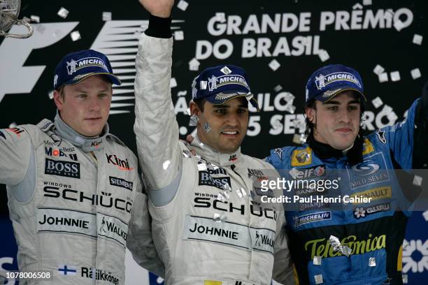 Juan Pablo Montoya, Kimi Raikkonen, Fernando Alonso, Grand Prix of Brazil, Autodromo Jose Carlos Pace, Interlagos, Sao Paolo, 25 September 2005....