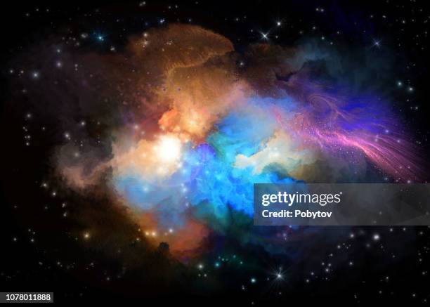 ilustrações de stock, clip art, desenhos animados e ícones de multicolored painted nebula - galáxia