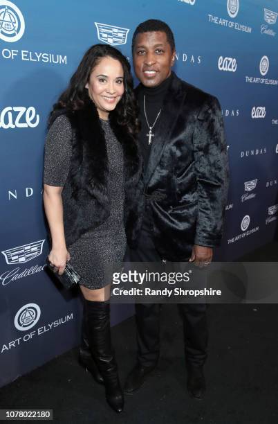 Nicole Pantenburg and Babyface attend Michael Muller's HEAVEN, presented by The Art of Elysium, on January 5, 2019 in Los Angeles, California.
