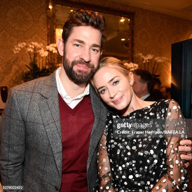 John Krasinski and Emily Blunt attend The BAFTA Los Angeles Tea Party at Four Seasons Hotel Los Angeles at Beverly Hills on January 5, 2019 in Los...