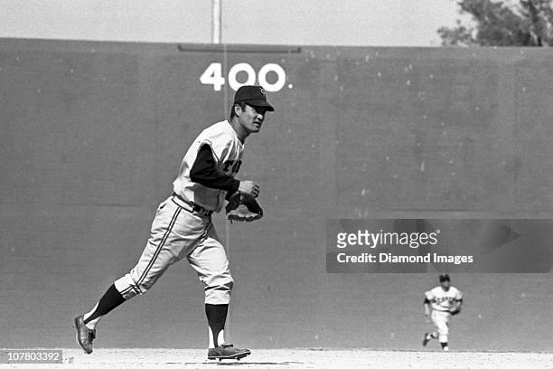 Thirdbaseman Shigeo Nagashima of the Tokyo Giants jogs towards the dugout at the end of an inning during a Spring Training game in March, 1971...