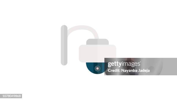 security camera icon flat graphic design - security camera on white stock illustrations