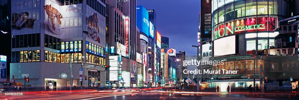 Illuminated street scene