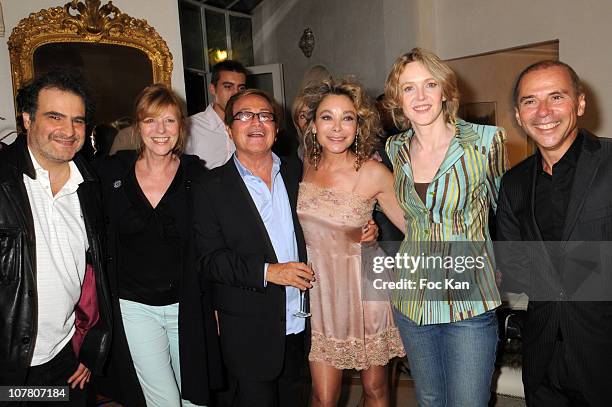 Raphael Mezrahi, Chantal Ladesou, Orlando , Grace de Capitani, Agnes Soral and Patrick Goavec attend the Patrick Goavec Birthday Party at the Grace...