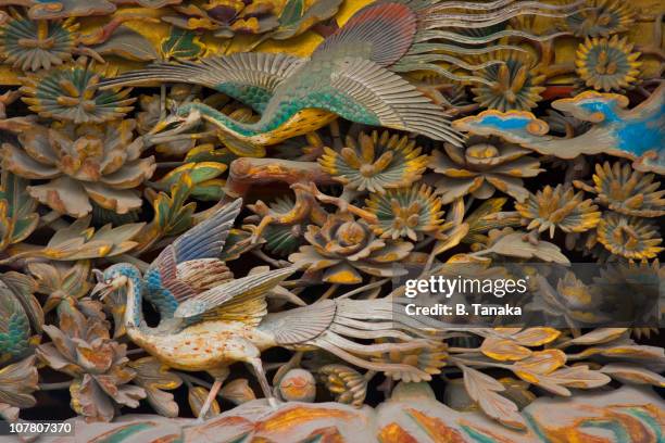 nijo castle carving in kyoto, japan - relief carving stock-fotos und bilder