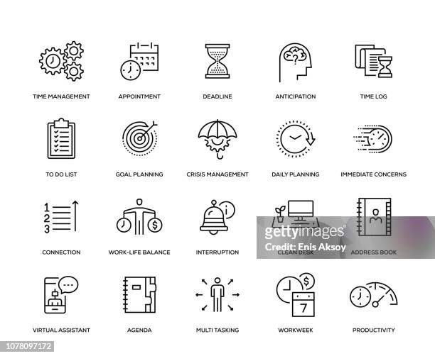 stockillustraties, clipart, cartoons en iconen met time management icon set - schoon