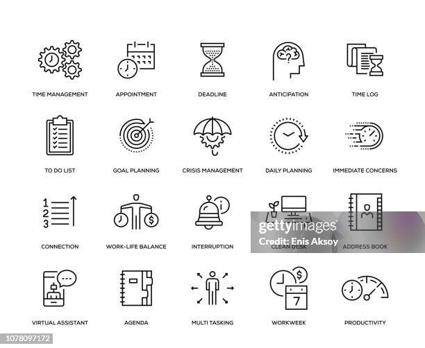 ilustrações de stock, clip art, desenhos animados e ícones de time management icon set - multitarefas