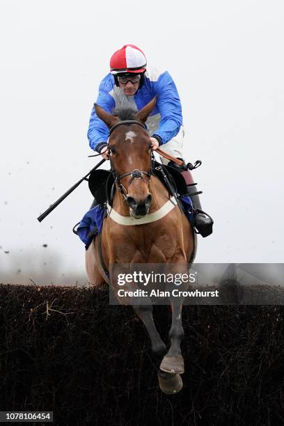 Sam Twiston-Davies riding Lizzie Langton clear the last to win The Like Racing UK On Facebook Now Handicap Chaseat Wincanton Racecourse on December...