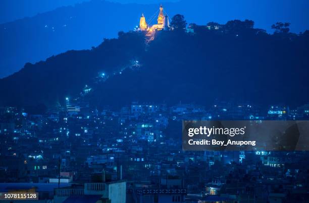 night view of kathmandu the capital cities of nepal at night. - kathmandu tal stock-fotos und bilder