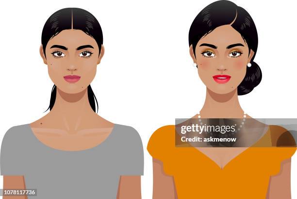 woman transformation - indian lifestyle stock illustrations