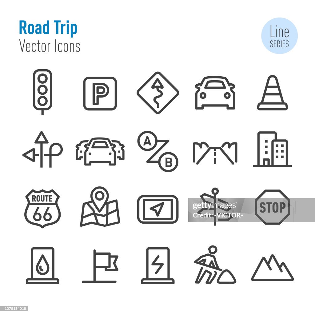 Road Trip Icons - Vector Line Series
