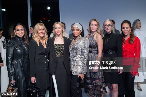 Moll Anderson, Nancy Rogers, Emily Burnett, Mona Patel, Julianna Teeple, Sterling McDavid and Stacie McDavid attend the Burnett New York Pre-Fall...