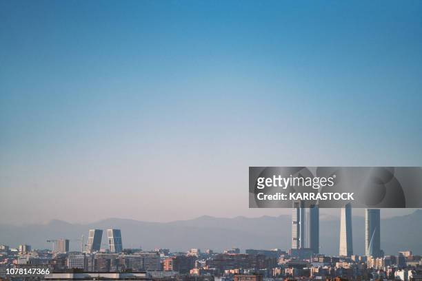 madrid skyline from the air - madrid stock pictures, royalty-free photos & images
