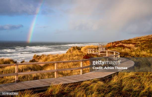 coastal landscape, sylt island, germany, europe - landscap with rainbow fotografías e imágenes de stock