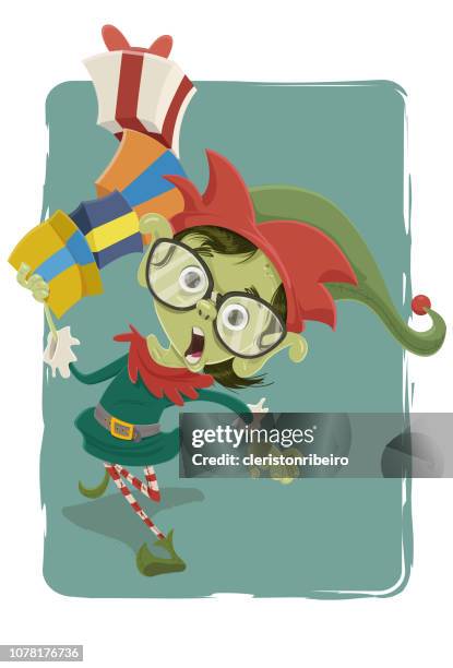 the rush elf (christmas presents) - gift returns stock illustrations