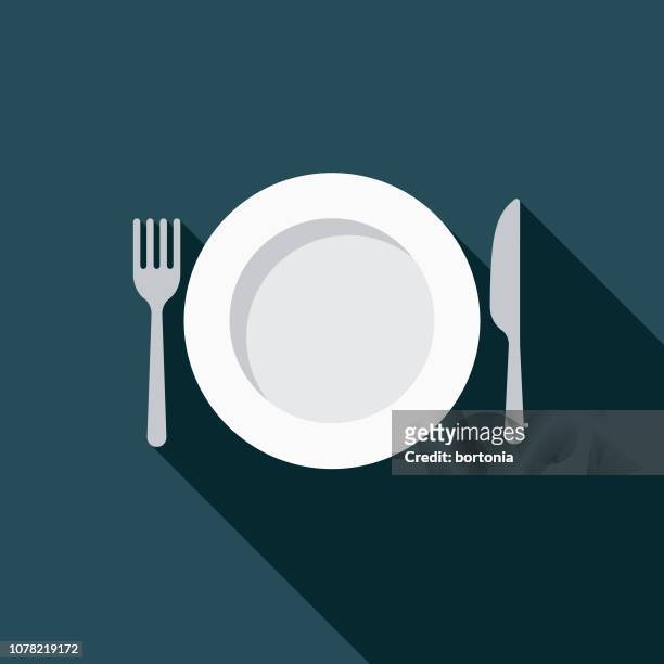 dieting weight loss flat design icon - fork stock illustrations