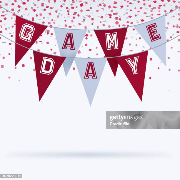 game day bunting sports celebration background - maroon stock illustrations