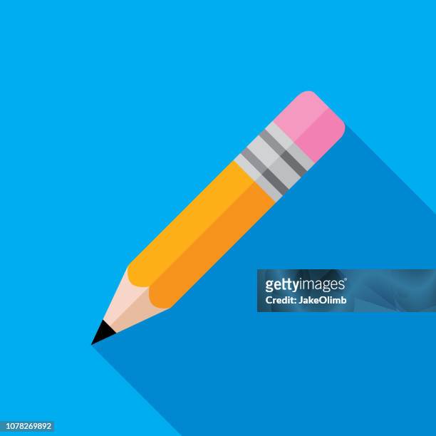 illustrazioni stock, clip art, cartoni animati e icone di tendenza di icona matita piatta - matita