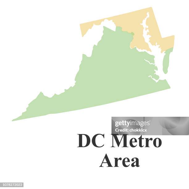 ilustraciones, imágenes clip art, dibujos animados e iconos de stock de mapa del área metropolitana de dc - virginia estado de los eeuu