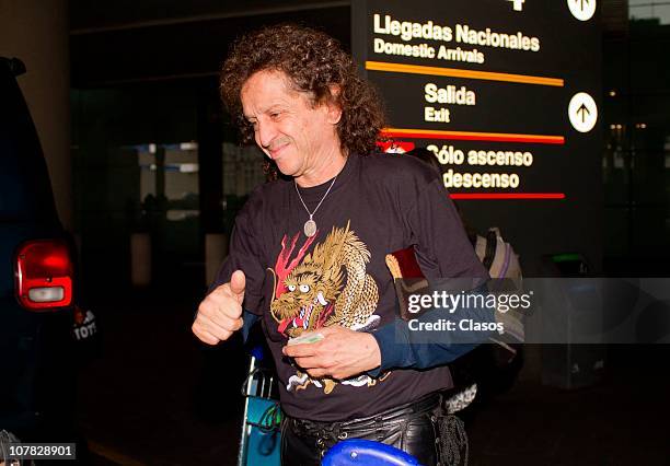 Musician Alex Lora is seen at the Benito Juares International Airport on December 29, 2010 in Mexico City, Mexico.