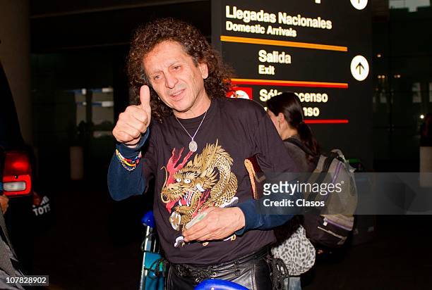 Musician Alex Lora is seen at the Benito Juares International Airport on December 29, 2010 in Mexico City, Mexico.