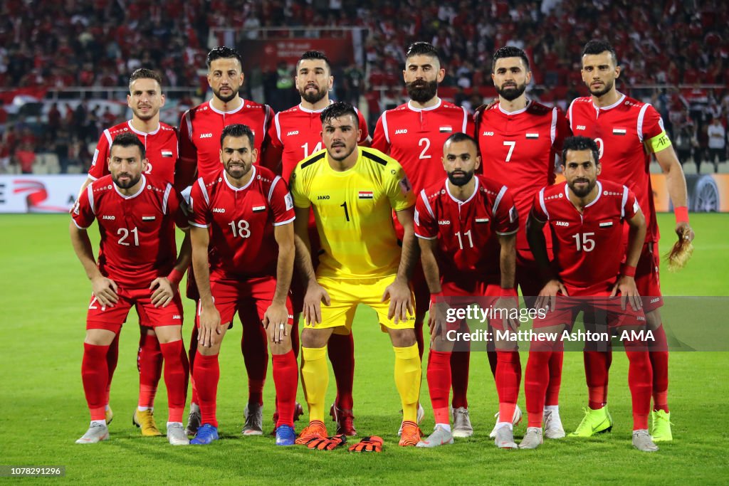 Syria. Play The Syria players line up for a team photo during the AFC Asian Cup ...
