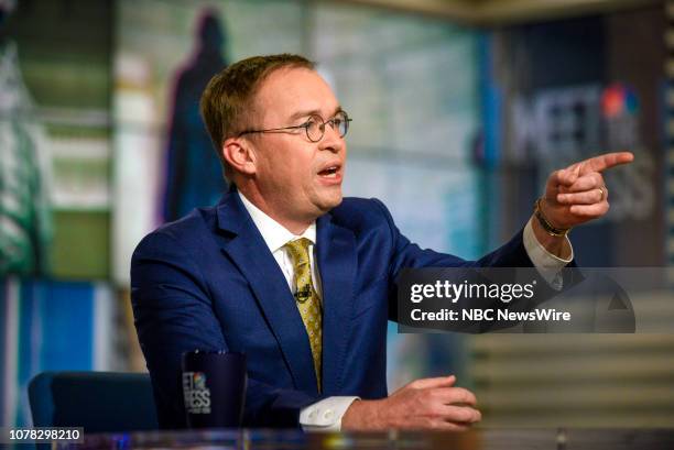 Pictured: Acting White House Chief of Staff Mick Mulvaney, Director of Office of Management and Budget, appears in a pre taped interview on "Meet the...