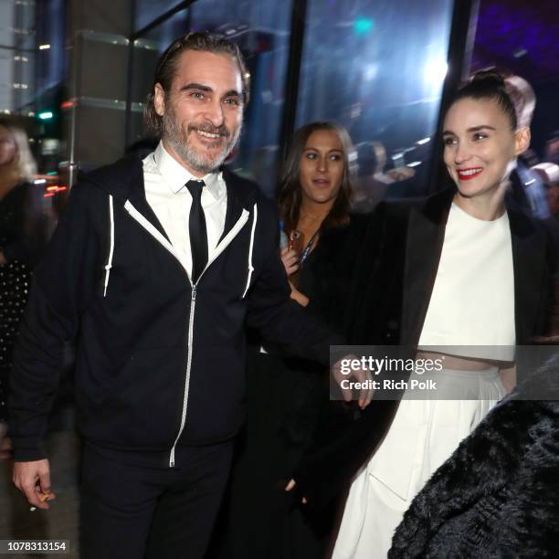 Joaquin Phoenix and Rooney Mara attend Michael Muller's HEAVEN, presented by The Art of Elysium, on January 5, 2019 in Los Angeles, California.