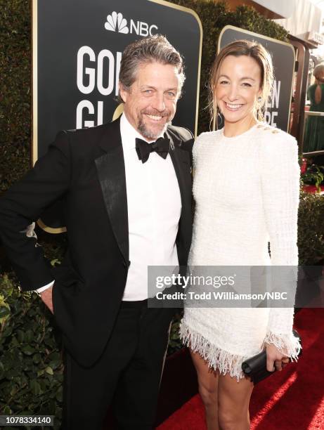 76th ANNUAL GOLDEN GLOBE AWARDS -- Pictured: Hugh Grant and Anna Elisabet Eberstein arrive to the 76th Annual Golden Globe Awards held at the Beverly...