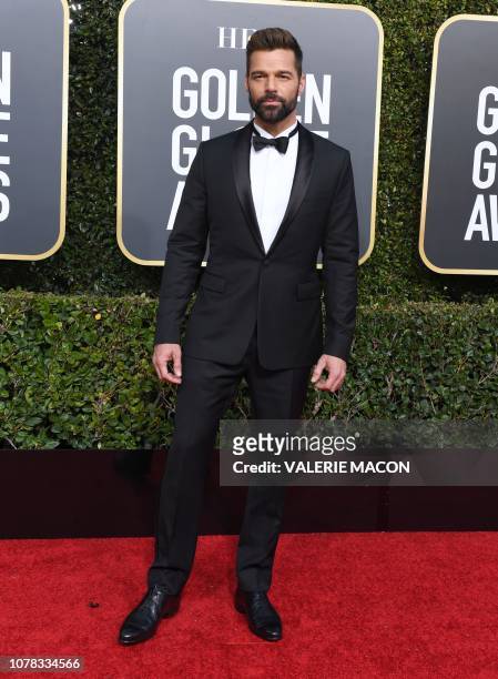 Puerto Rican singer Ricky Martin arrives for the 76th annual Golden Globe Awards on January 6 at the Beverly Hilton hotel in Beverly Hills,...
