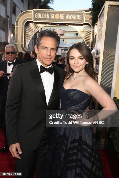 76th ANNUAL GOLDEN GLOBE AWARDS -- Pictured: Ben Stiller and Ella Olivia Stiller arrive to the 76th Annual Golden Globe Awards held at the Beverly...