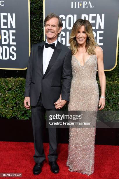 William H. Macy and Felicity Huffman attend the 76th Annual Golden Globe Awards at The Beverly Hilton Hotel on January 6, 2019 in Beverly Hills,...