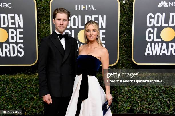 76th ANNUAL GOLDEN GLOBE AWARDS -- Pictured: Karl Cook and Kaley Cuoco arrive to the 76th Annual Golden Globe Awards held at the Beverly Hilton Hotel...