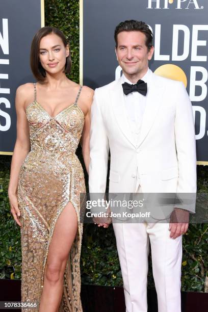 Irina Shayk and Bradley Cooper attend the 76th Annual Golden Globe Awards at The Beverly Hilton Hotel on January 6, 2019 in Beverly Hills, California.