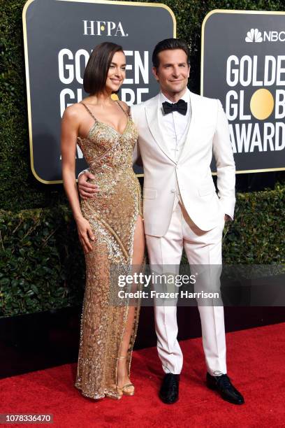 Irina Shayk and Bradley Cooper attend the 76th Annual Golden Globe Awards at The Beverly Hilton Hotel on January 6, 2019 in Beverly Hills, California.