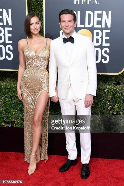 Irina Shayk and Bradley Cooper attend the 76th Annual Golden Globe Awards at The Beverly Hilton Hotel on January 6, 2019 in Beverly Hills, California.