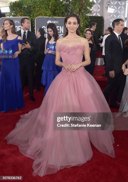 Emmy Rossum attends FIJI Water at the 76th Annual Golden Globe Awards on January 6, 2019 at the Beverly Hilton in Los Angeles, California.