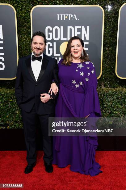 76th ANNUAL GOLDEN GLOBE AWARDS -- Pictured: Ben Falcone and Melissa McCarthy arrive to the 76th Annual Golden Globe Awards held at the Beverly...