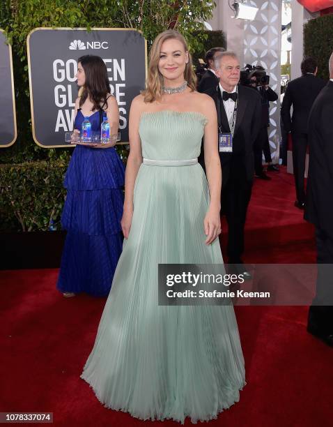 Yvonne Strahovski attends FIJI Water at the 76th Annual Golden Globe Awards on January 6, 2019 at the Beverly Hilton in Los Angeles, California.