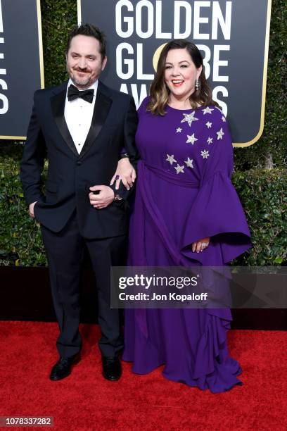 Ben Falcone and Melissa McCarthy attend the 76th Annual Golden Globe Awards at The Beverly Hilton Hotel on January 6, 2019 in Beverly Hills,...