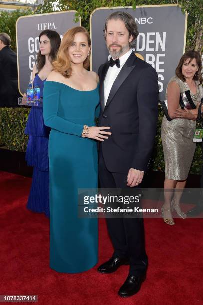 Amy Adams and Darren Le Gallo attend FIJI Water at the 76th Annual Golden Globe Awards on January 6, 2019 at the Beverly Hilton in Los Angeles,...