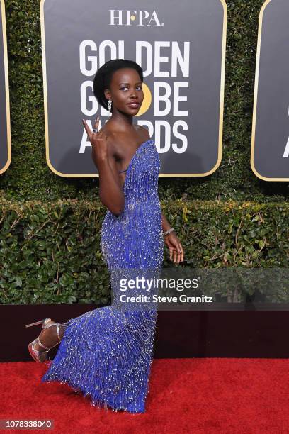 Lupita Nyong'o attends the 76th Annual Golden Globe Awards at The Beverly Hilton Hotel on January 6, 2019 in Beverly Hills, California.