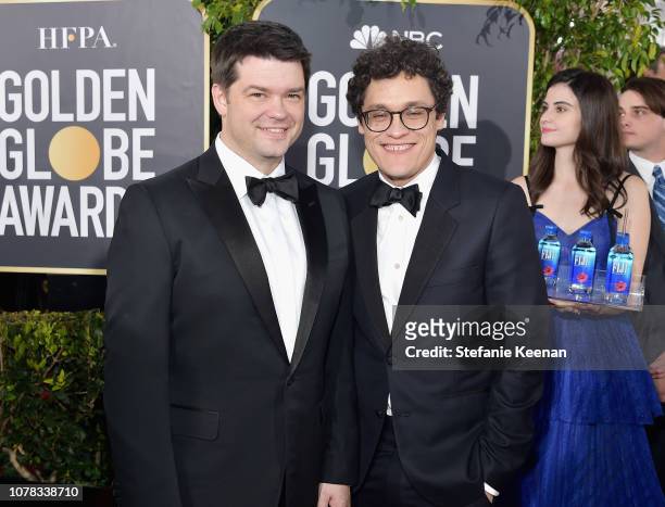 Phil Lord and Christopher Miller attend FIJI Water at the 76th Annual Golden Globe Awards on January 6, 2019 at the Beverly Hilton in Los Angeles,...